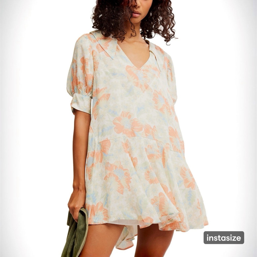NWT Free People Small Moon Chaser‎ Tiered Shift Minidress in Soft Combo